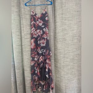 Lulus grey and pink floral maxi dress